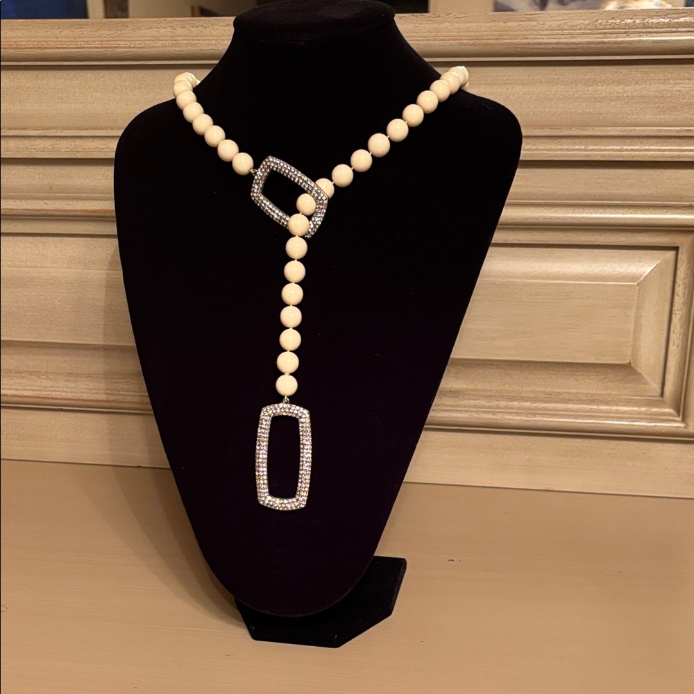 Heidi Daus Cream Beaded Necklace with Bing & Silver Accents